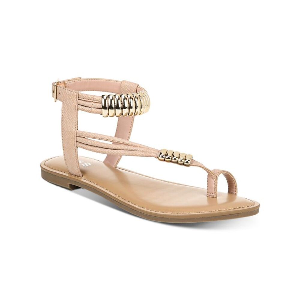 BAR III Womens Pink Snakeprint Toe-Ring Ring Vella Round Toe Thong Sandals 7 M